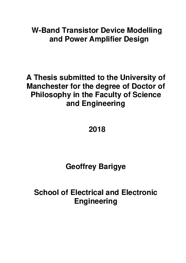 (PDF) W-Band Transistor Device Modelling and Power Amplifier Design