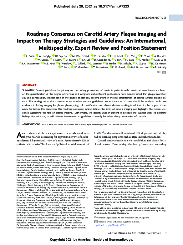 Curated visual reference: Pdf Roadmap Consensus On Carotid Artery Plaque Imaging And Impact Photo Inspiration