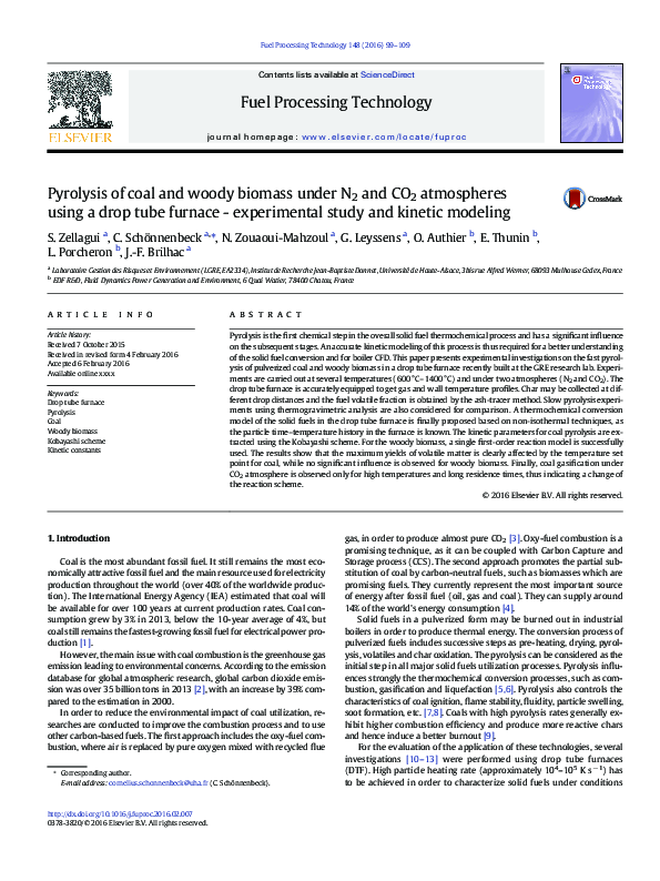 (PDF) Pyrolysis of coal and woody biomass under N2 and CO2 atmospheres ...