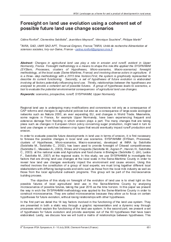 (PDF) Foresight on land use evolution using a coherent set of possible ...