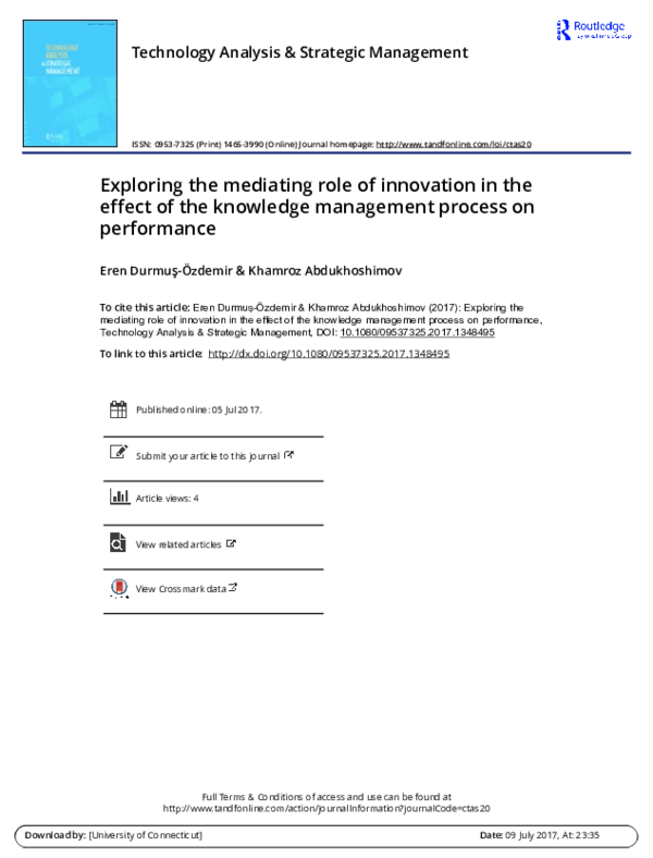 (PDF) Exploring the mediating role of innovation in the effect of the ...