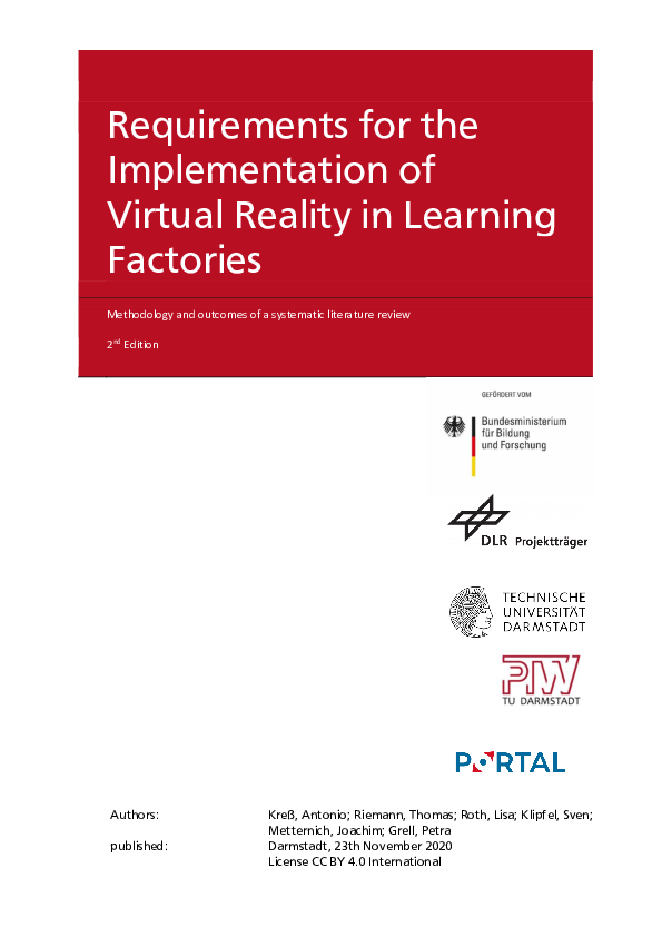 (PDF) Requirements for the Implementation of Virtual Reality in ...