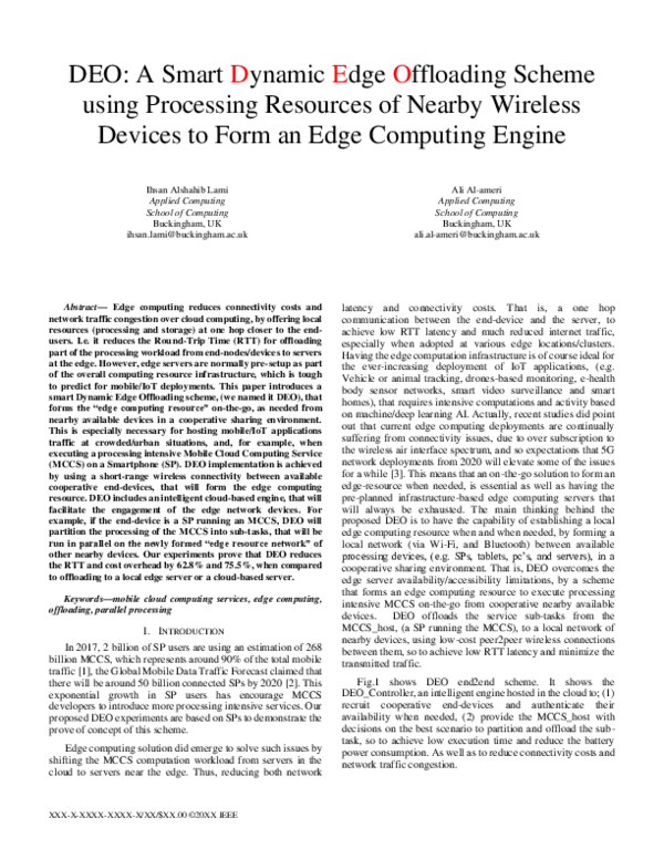 (PDF) DEO: A Smart Dynamic Edge Offloading Scheme Using Processing ...