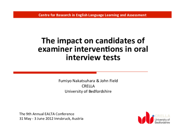 (PDF) The impact on candidates of examiner interventions in oral ...