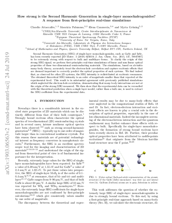 (PDF) How strong is the Second Harmonic Generation in single-layer ...