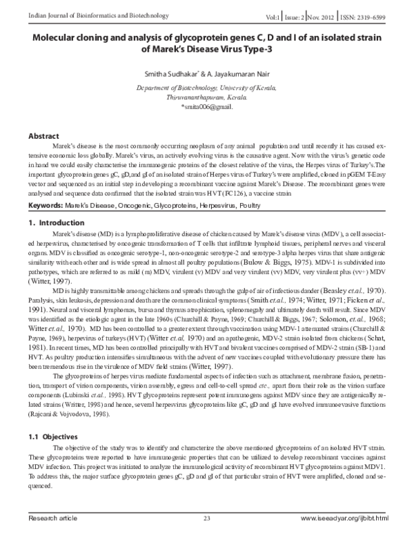 (PDF) Molecular Cloning and Analysis of Glycoprotein Genes C, D and I ...