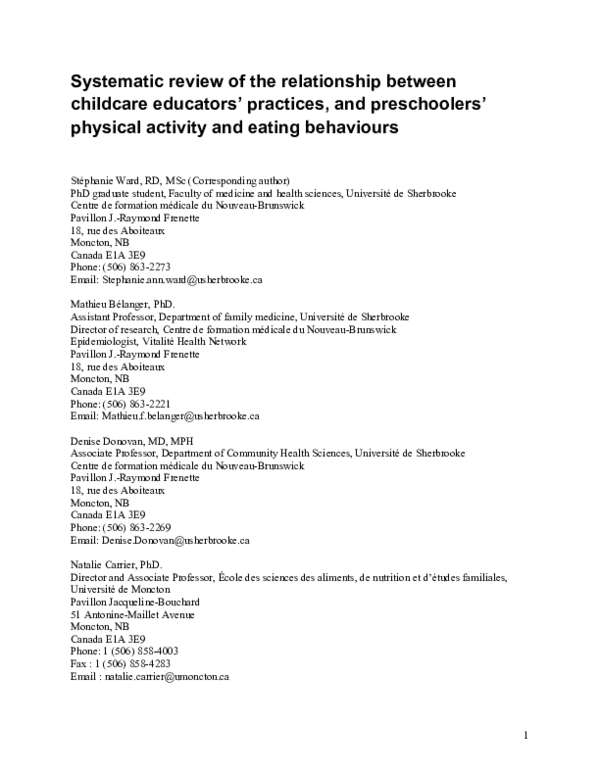 (PDF) Systematic review of the relationship between childcare educators ...