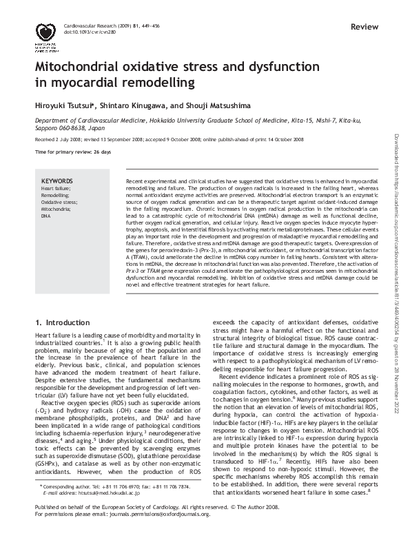(PDF) Mitochondrial oxidative stress and dysfunction in myocardial ...