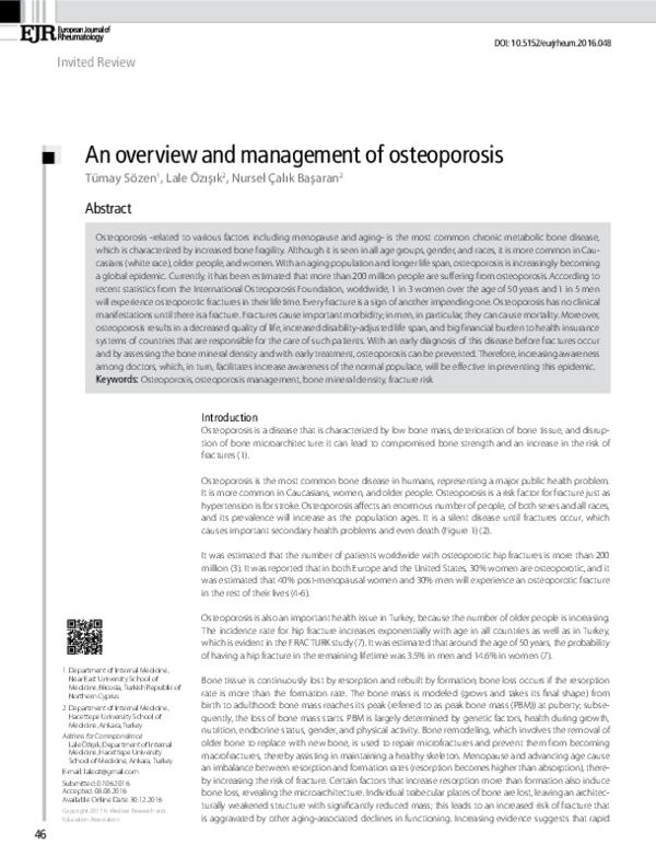 (PDF) An overview and management of osteoporosis