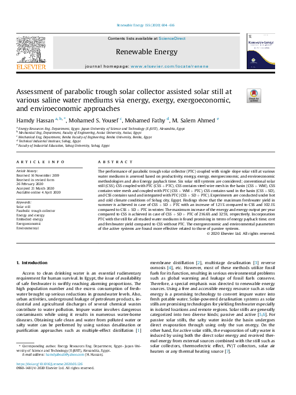 (PDF) Assessment of parabolic trough solar collector assisted solar ...