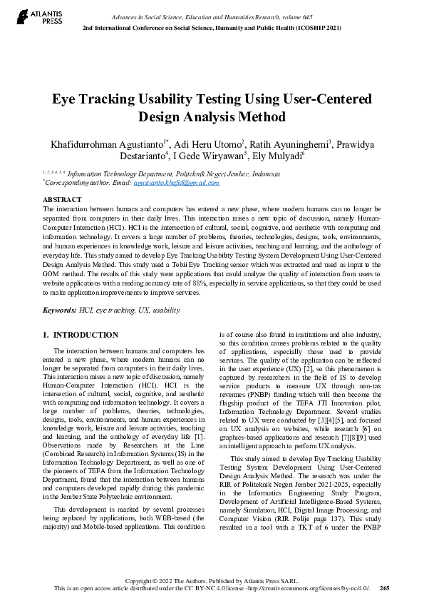 (PDF) Eye Tracking Usability Testing Using User-Centered Design ...
