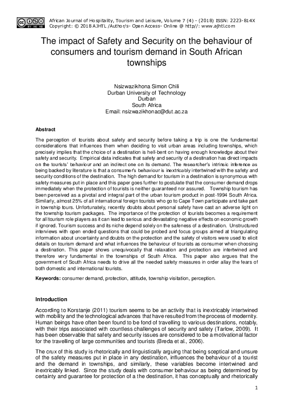 (PDF) The impact of Safety and Security on the behaviour of consumers ...