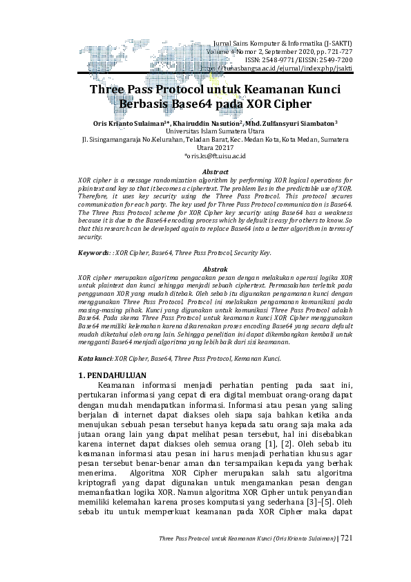 (PDF) Three Pass Protocol untuk Keamanan Kunci Berbasis Base64 pada XOR ...
