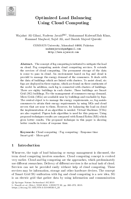 (PDF) Optimized Load Balancing Using Cloud Computing