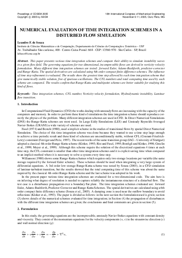(PDF) Numerical Evaluation of Time Integration Schemes in a Disturbed ...