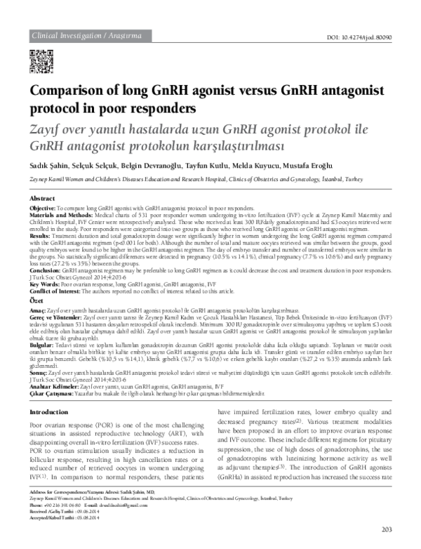 (PDF) Comparison of long GnRH agonist versus GnRH antagonist protocol ...