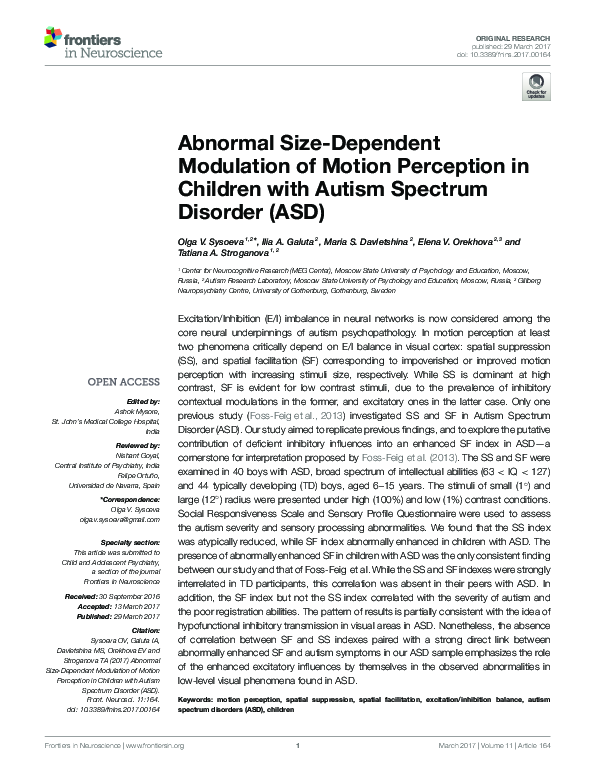 (PDF) Abnormal Size-Dependent Modulation of Motion Perception in ...