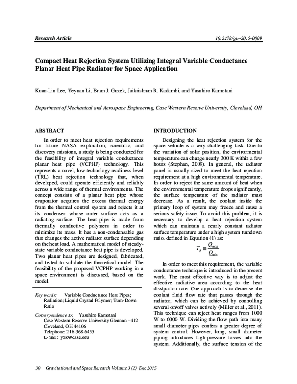 (PDF) Compact Heat Rejection System Utilizing Integral Variable ...
