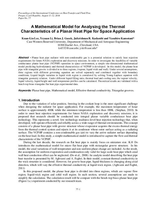 (PDF) A mathematical model for analysing the thermal characteristics of ...