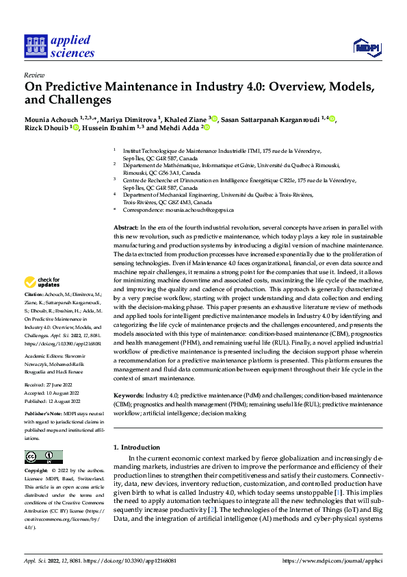 (PDF) On Predictive Maintenance in Industry 4.0: Overview, Models, and ...