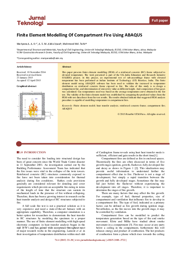 (PDF) Finite Element Modelling Of Compartment Fire Using ABAQUS