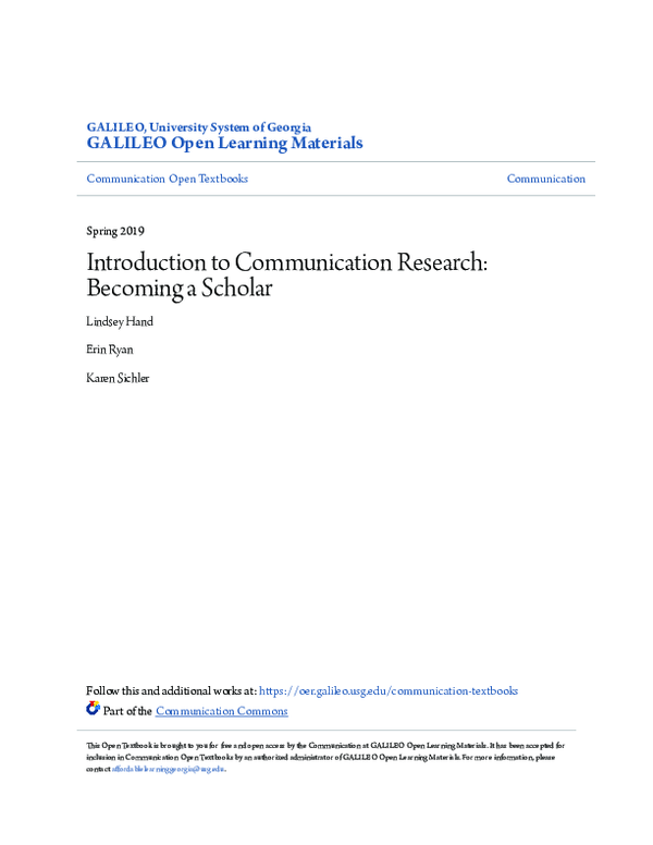 (PDF) Introduction to Communication Research: Becoming a Scholar