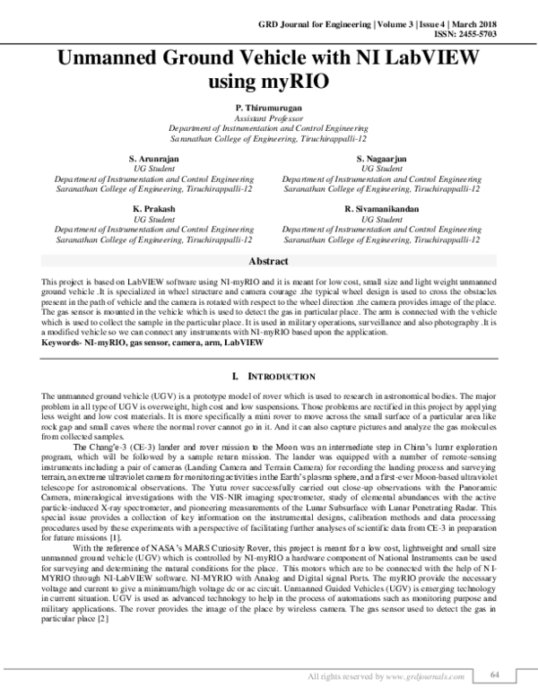(PDF) Unmanned Ground Vehicle with NI LabVIEW using myRIO | prakash ...