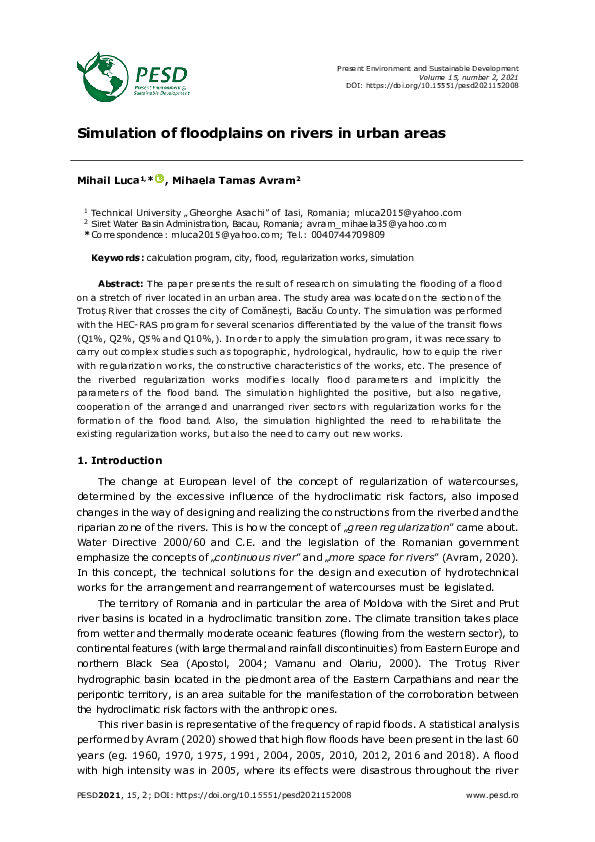 Pdf Simulation Of Floodplains On Rivers In Urban Areas