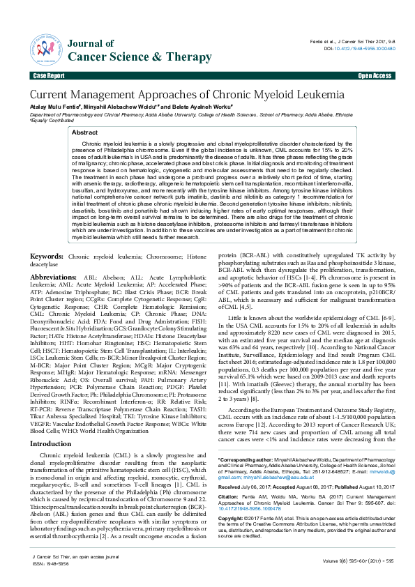 Pdf Current Management Approaches Of Chronic Myeloid Leukemia Pdf Current Management Approaches Of Chronic Myeloid Leukemia