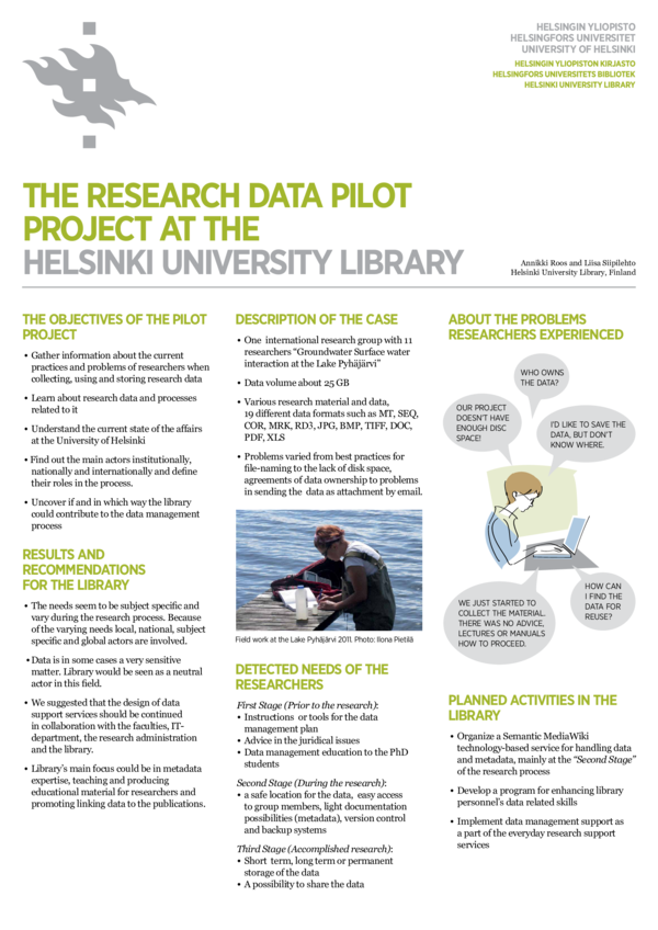 (PDF) The Research Data Pilot Project at the Helsinki University Library