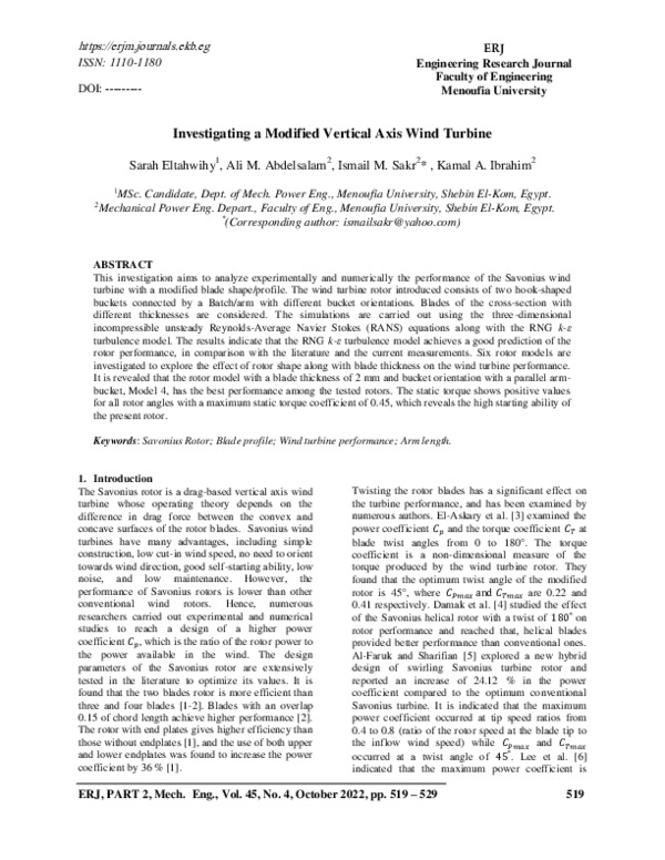 (PDF) Investigating a Modified Vertical Axis Wind Turbine