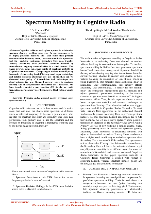(PDF) Spectrum Mobility in Cognitive Radio