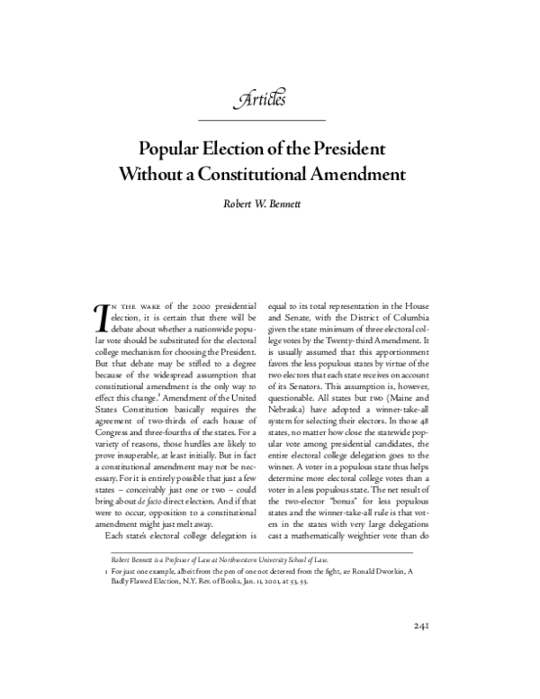 (PDF) 22. Popular Election of the President Without a Constitutional ...