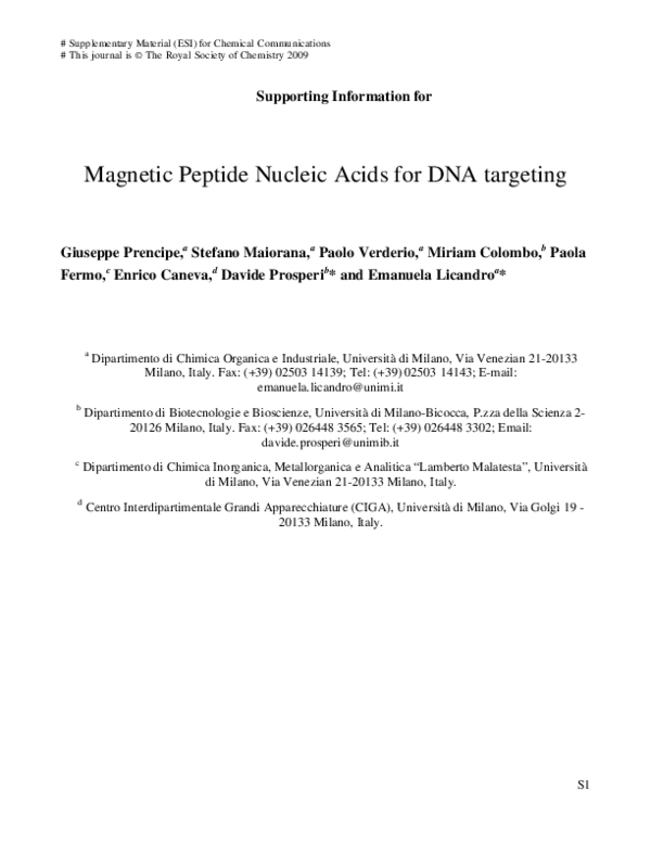 (PDF) Magnetic peptide nucleic acids for DNA targeting