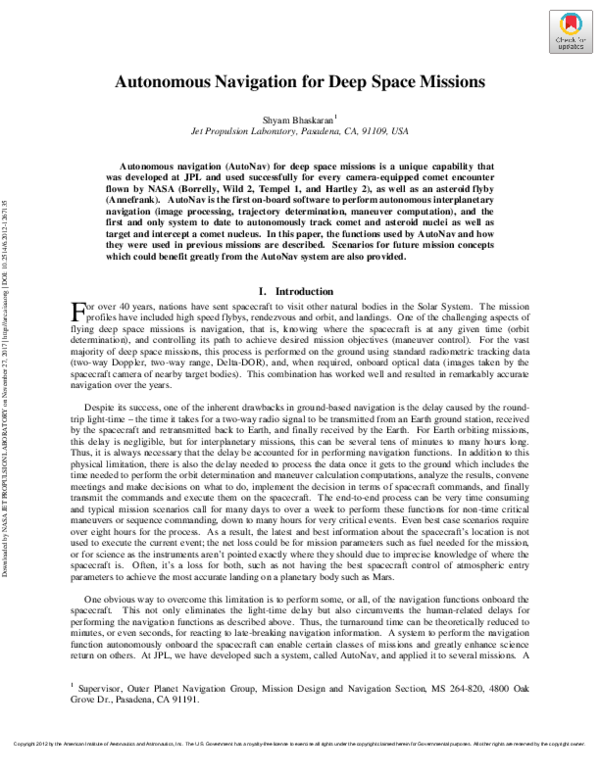 (PDF) Autonomous Optical-Only Navigation for Deep Space Missions