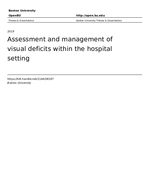 (PDF) Assessment and management of visual deficits within the hospital ...