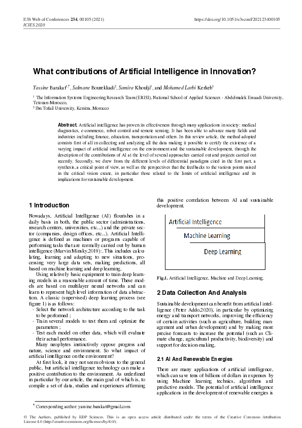 (PDF) What contributions of Artificial Intelligence in Innovation?