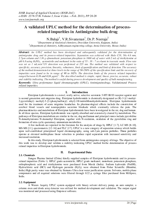 (PDF) A validated UPLC method for the determination of processrelated ...