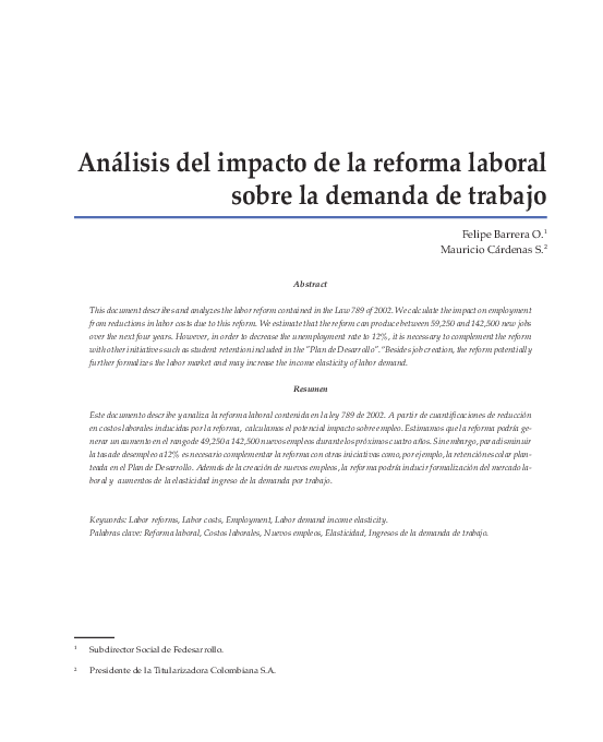 (PDF) Análisis del impacto de la reforma laboral sobre la demanda de ...