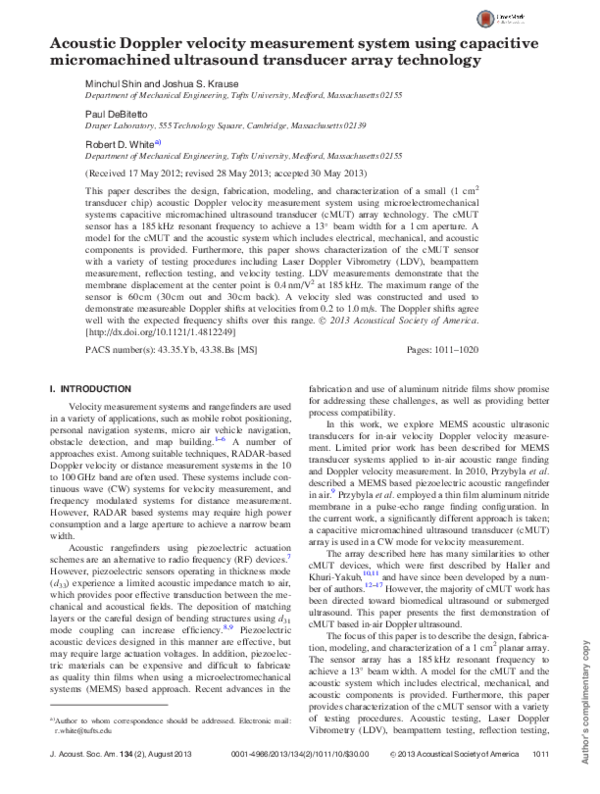(PDF) Acoustic Doppler velocity measurement system using capacitive ...