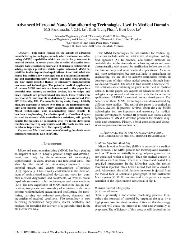 (PDF) Advanced Micro and Nano Manufacturing Technologies Used in ...
