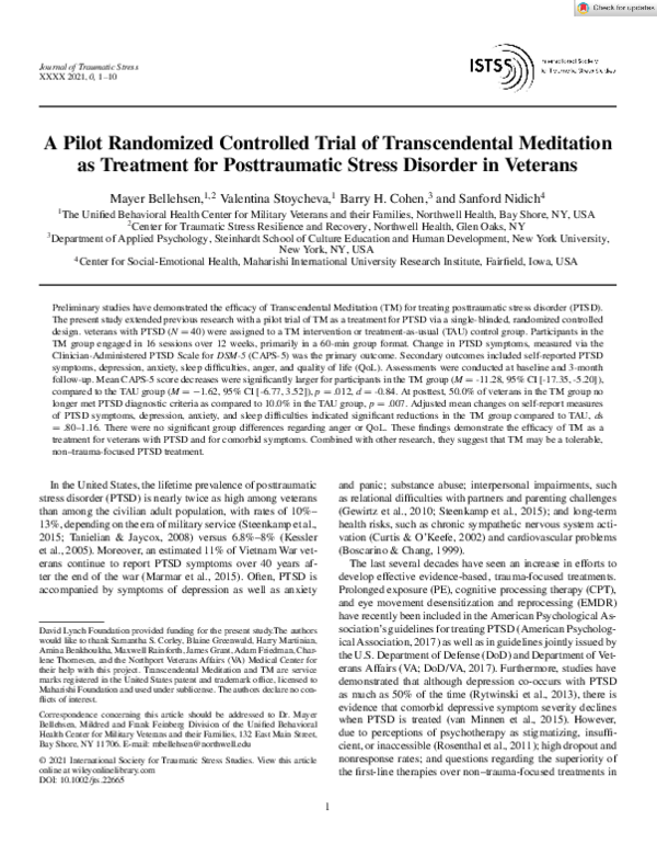 (PDF) A Pilot Randomized Controlled Trial of Transcendental Meditation ...