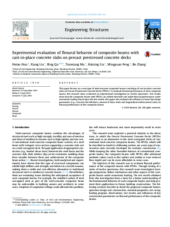 (PDF) Experimental evaluation of the flexural behavior of corroded P/C ...
