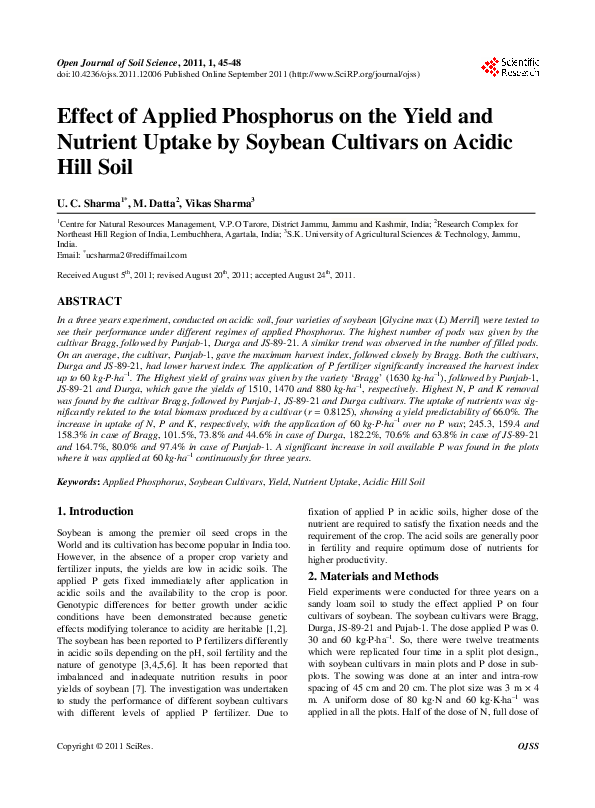 (PDF) Effect of Applied Phosphorus on the Yield and Nutrient Uptake by ...