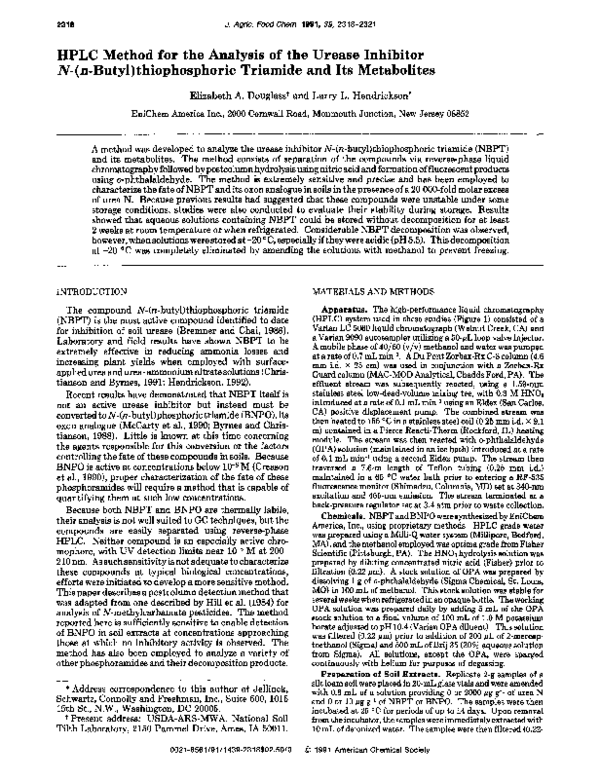 (PDF) HPLC method for the analysis of the urease inhibitor N-(n-butyl ...