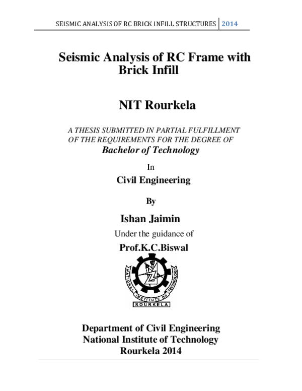 (PDF) Seismic Analysis of RC Frame with Brick Infill