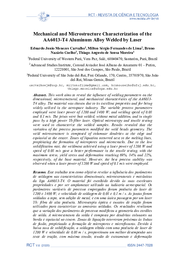 (PDF) Mechanical and Microstructure Characterization of the AA6013-T4 ...
