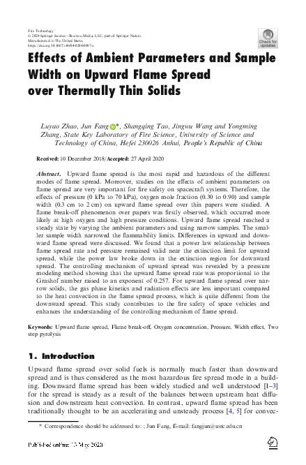 (PDF) Effects of Ambient Parameters and Sample Width on Upward Flame ...