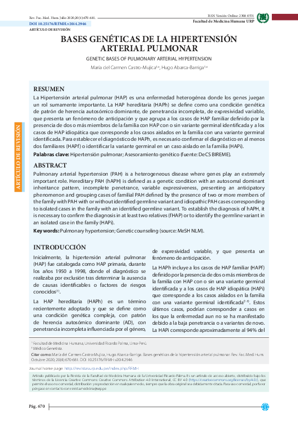 (PDF) The genetic basis of pulmonary arterial hypertension