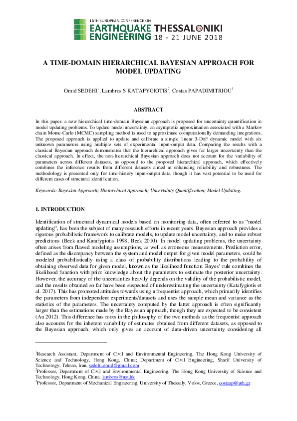 (PDF) A Time-Domain Hierarchical Bayesian Approach for Model Updating